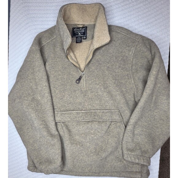 Eddie Bauer Other - Eddie Bauer Size Medium 1/4 Zip  Fleece Pullover Tan Pockets Collar Oversized